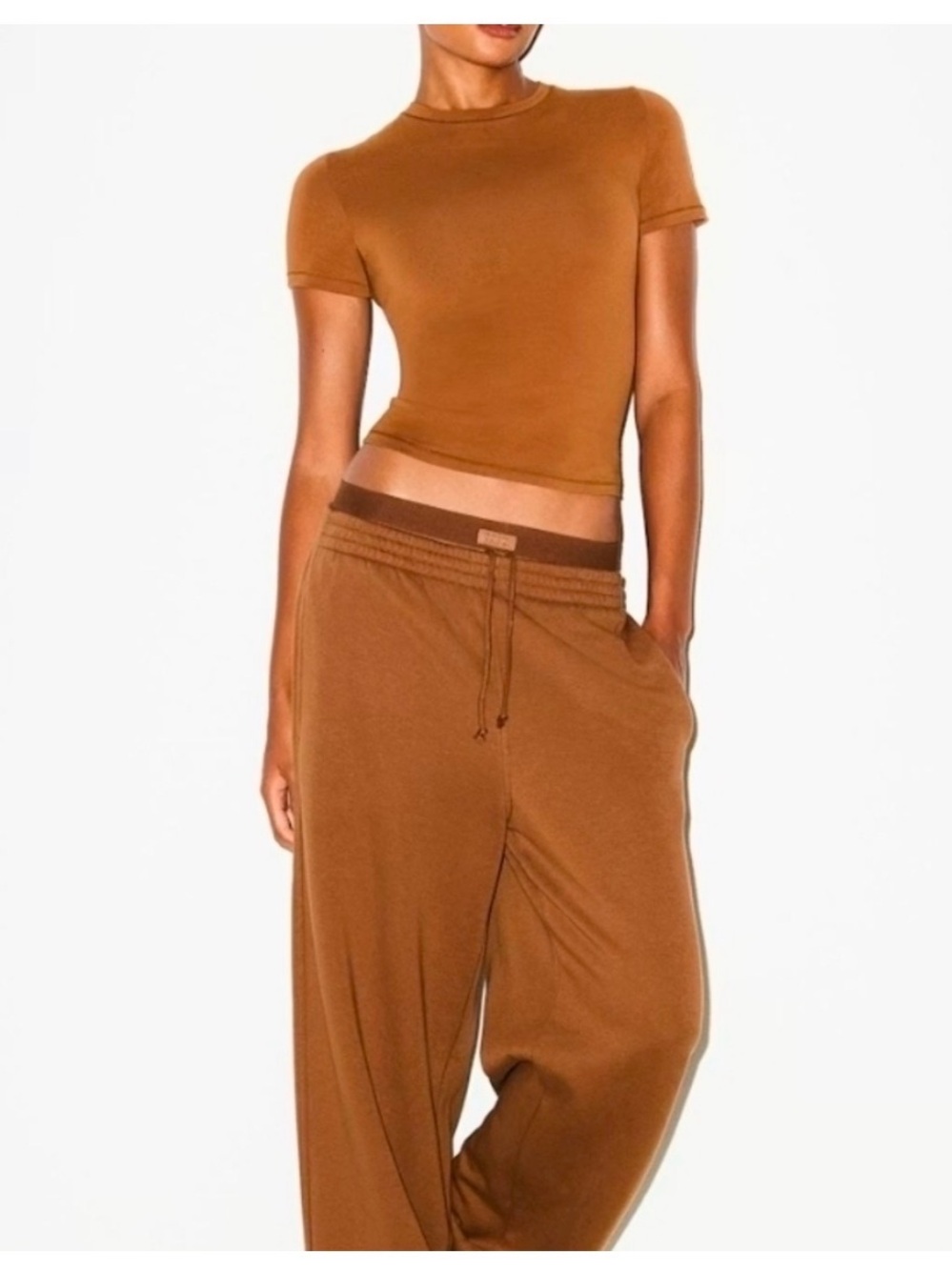 NWT Skims Cotton Fleece Exposed boxer pants Color Bison size medium